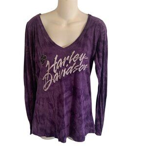 Harley Davidson Top Purple Long Sleeve Ladies Sz Large Slidell HD